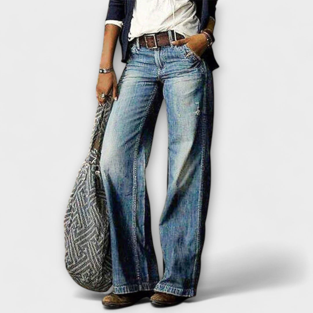 Cess - Denim Pants with Wide Legs
