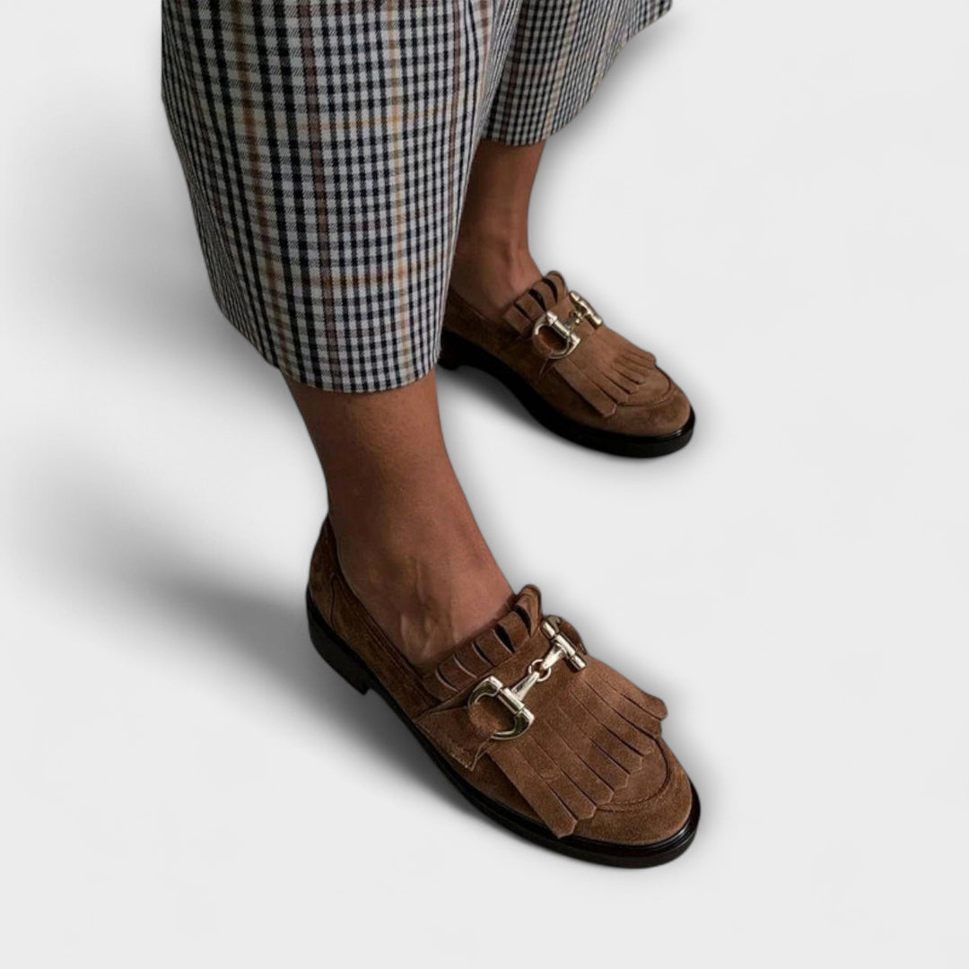 Flower | Brown Slip-Ons with Round Toe