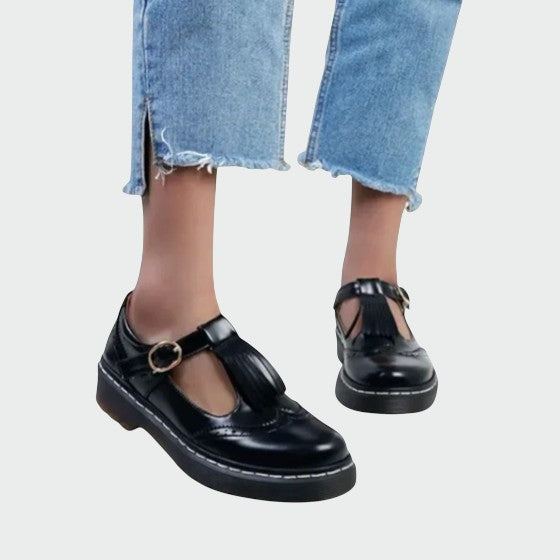 Olivia - Elegante T-Bar Leather Shoes