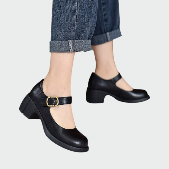 Olivia - Chunky-Heel Buckle Mary Jane Shoes
