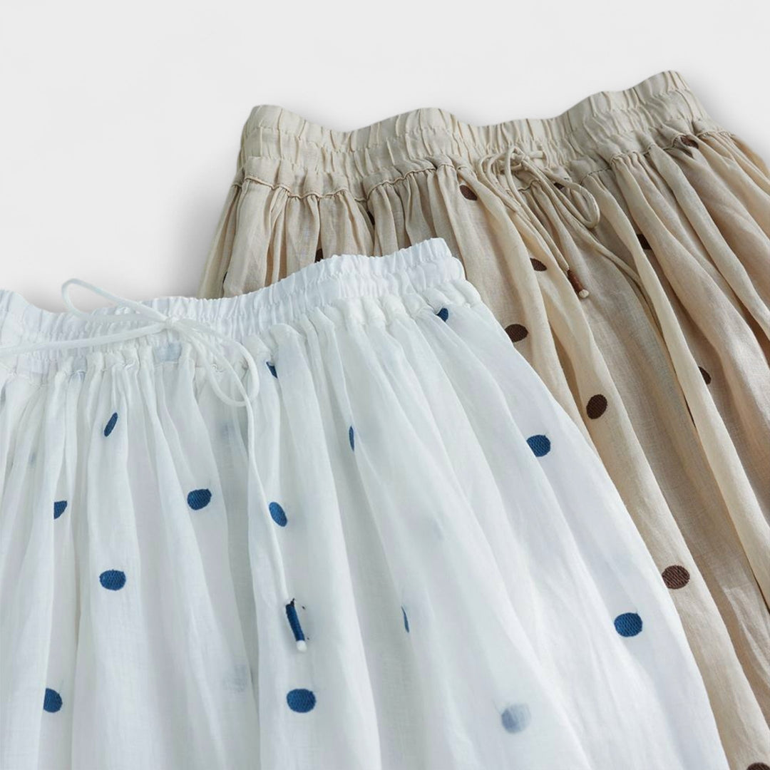 Playful Polka Dot Skirt made of Cotton-Linen